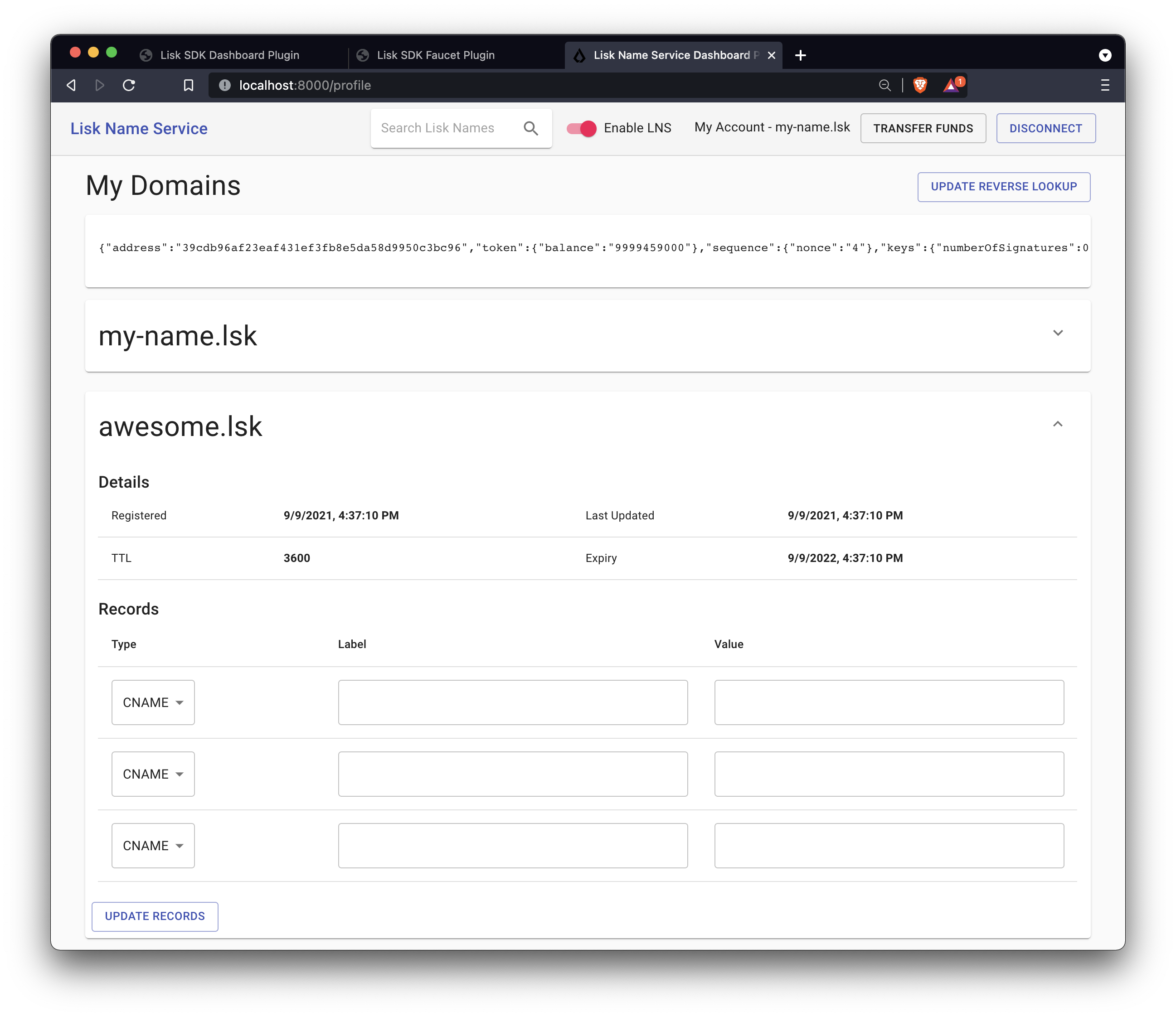 UI domain details