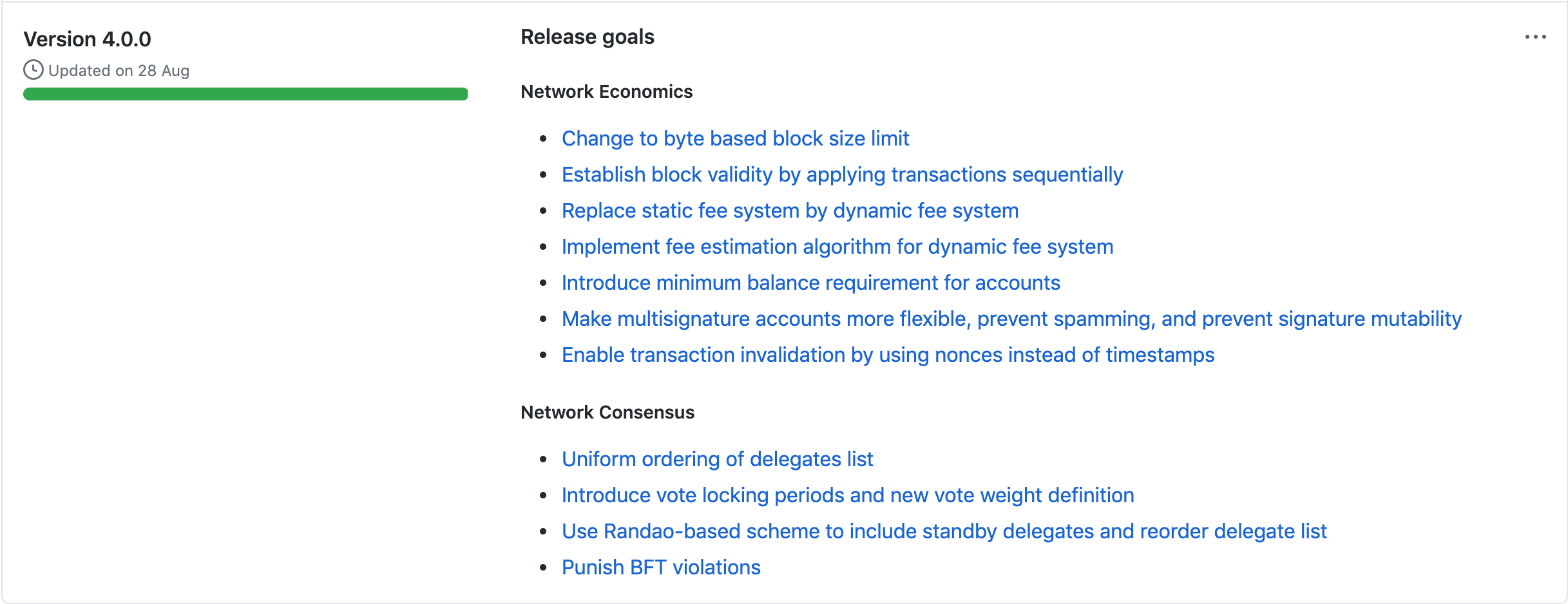 project changelog