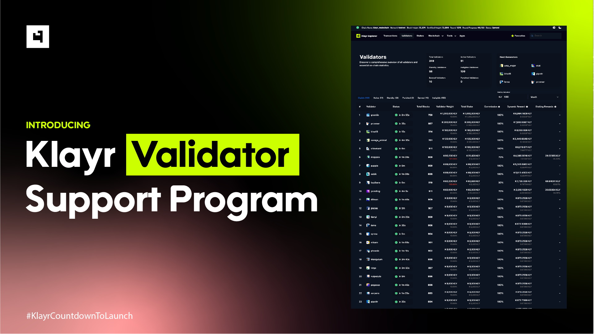 Klayr Validator Support Program